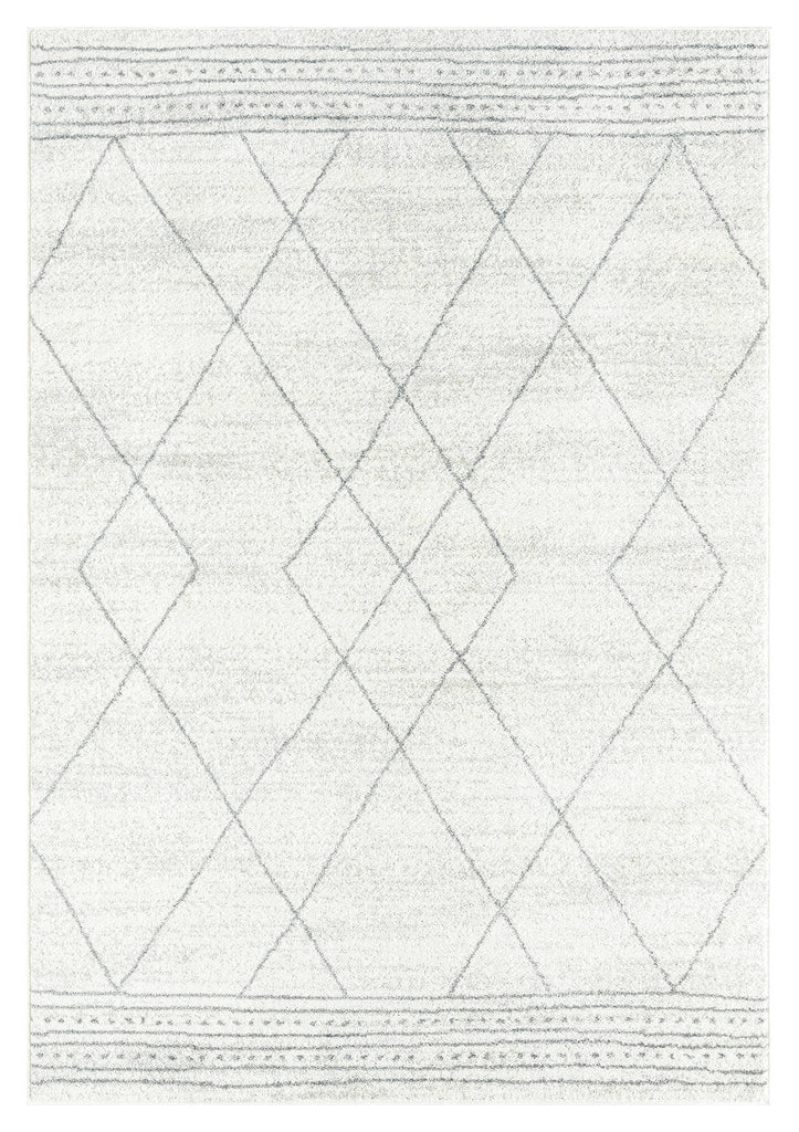 Naroa Grey and Ivory Diamond Tribal Rug