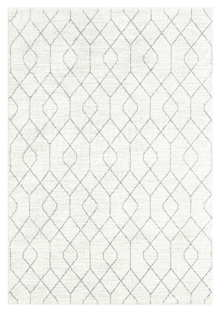 Neda Grey and Ivory Diamond Pattern Rug