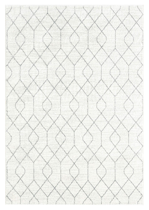 Neda Grey and Ivory Diamond Pattern Rug
