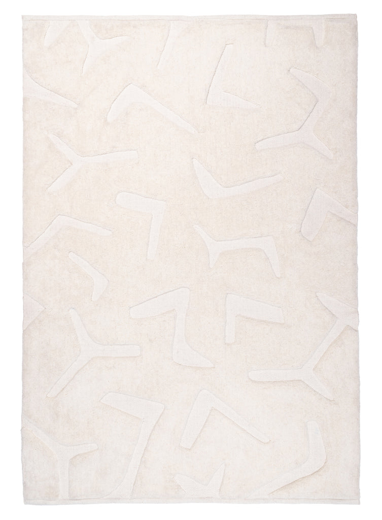 Akkira Abstract Cream Washable Wool Rug