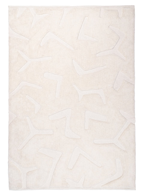 Akkira Abstract Cream Washable Wool Rug