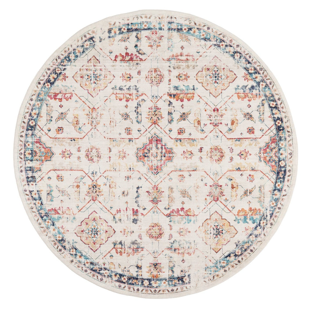Amanda Multicolour Distressed Transitional Round Rug