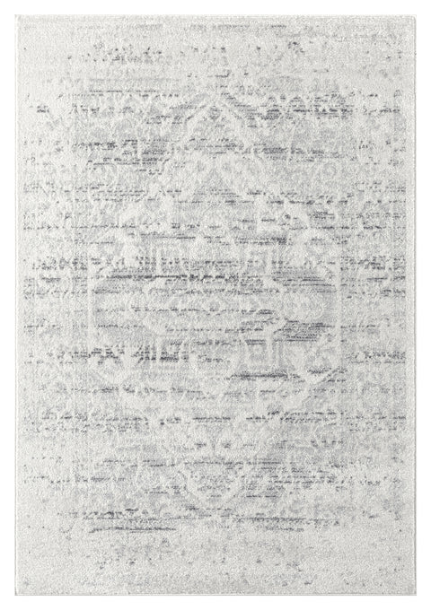 Andra Grey and Ivory Traditional Distressed Rug