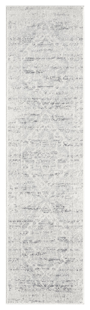 Andra Grey and Ivory Traditional Distressed Runner Rug
