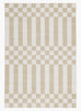 Anette Light Brown and White Checkered and Striped Washable Rug