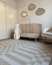 Anette Light Brown and White Checkered and Striped Washable Rug
