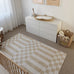 Anette Light Brown and White Checkered and Striped Washable Rug