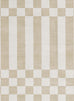Anette Light Brown and White Checkered and Striped Washable Rug
