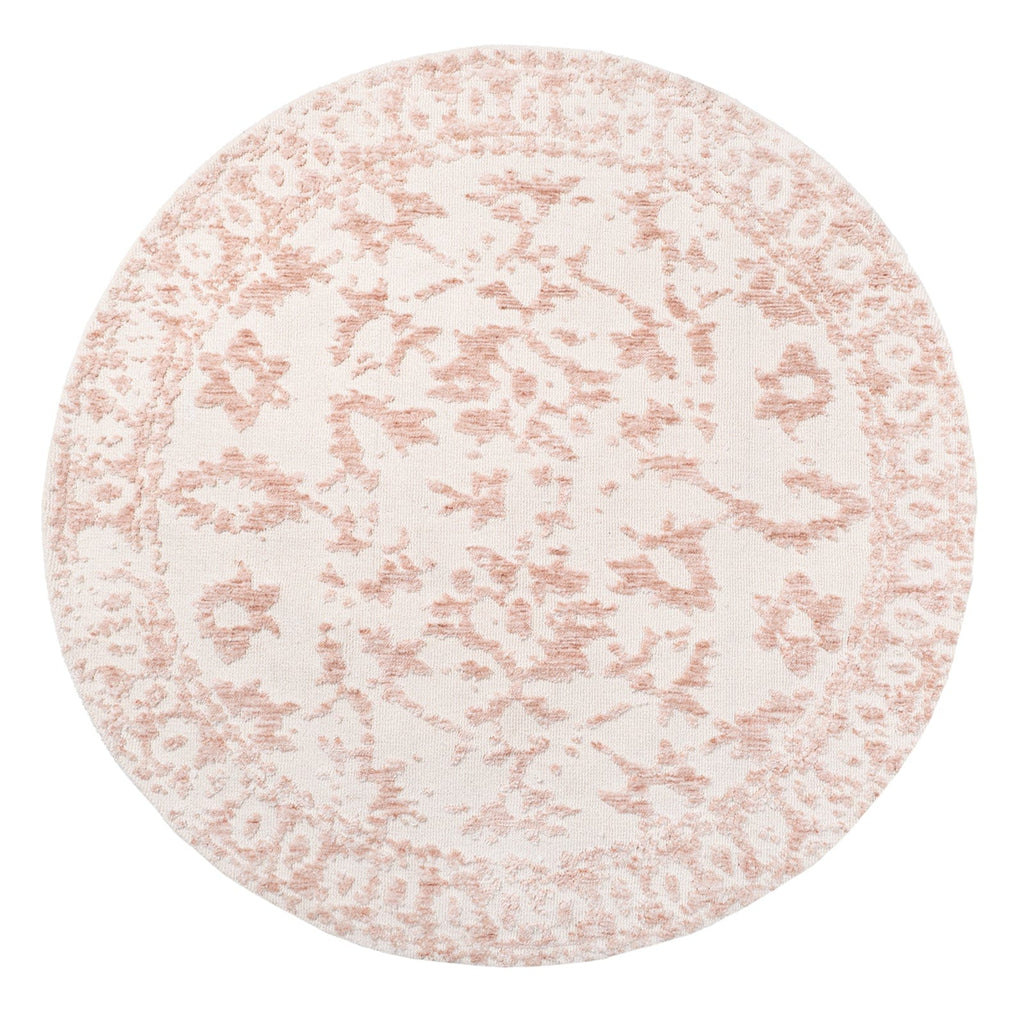 Aria Pink and Ivory Floral Transitional Round Rug