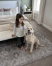 Ava Grey and Gold Traditional Distressed Washable Rug