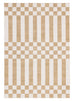 Batini Brown and White Checkered and Striped Washable Rug