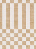 Batini Brown and White Checkered and Striped Washable Rug