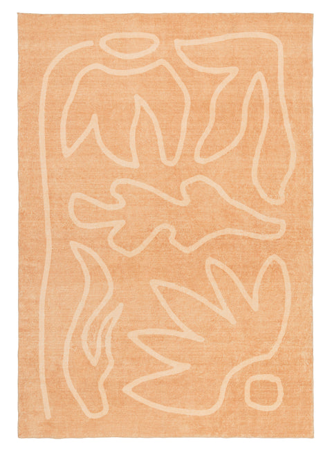 Berta Peach Hand Drawn Washable Rug