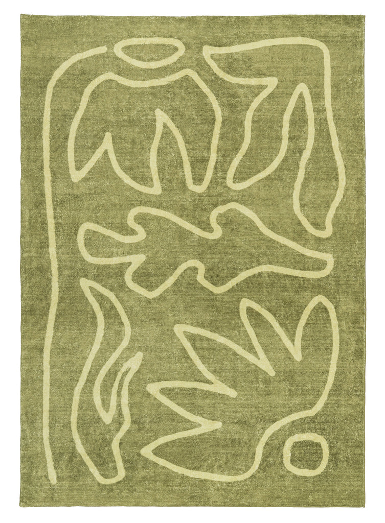 Canali Green Hand Drawn Washable Rug