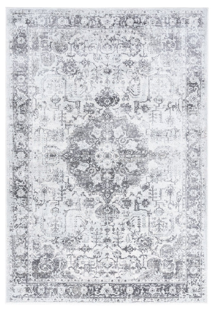 Cara Cream And Grey Transitional Medallion Rug