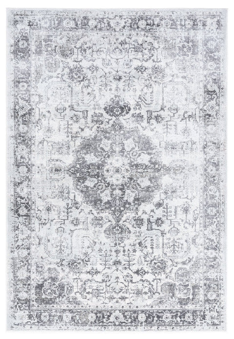 Cara Cream And Grey Transitional Medallion Rug