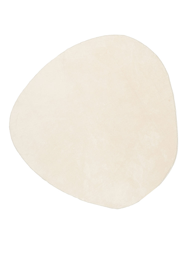 Clara Neutral Cream Irregular Round Washable Rug