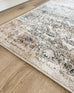 Constance Beige And Blue Distressed Floral Runner Rug