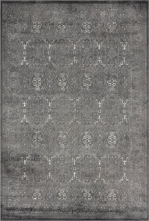 Dalma Charcoal Grey And Ivory Traditional Distressed Rug