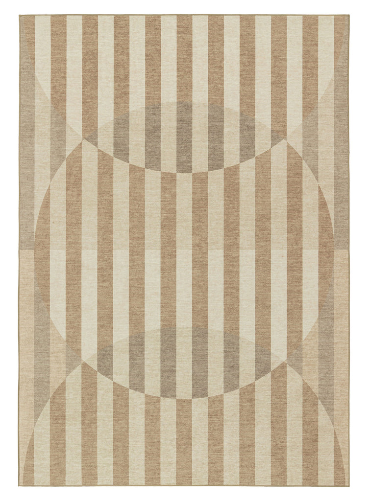 Delos Warm Sand and Soft Taupe Striped Indoor Outdoor Rug