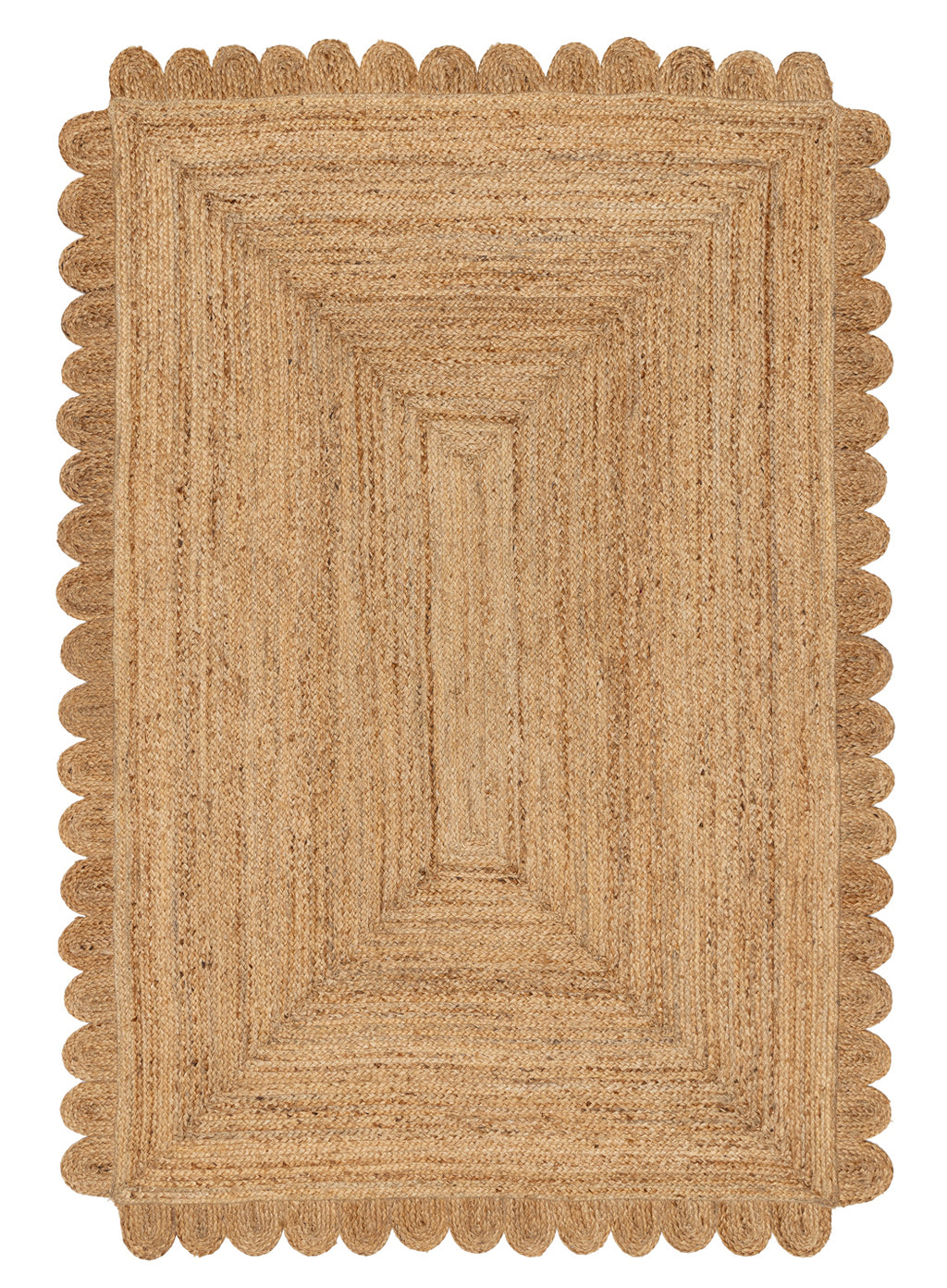 Ejiya Natural Brown Scalloped Jute Rug