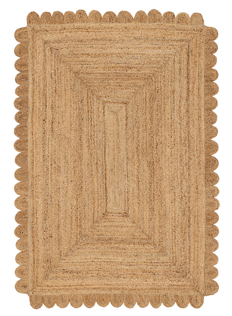 Ejiya Natural Brown Scalloped Jute Rug