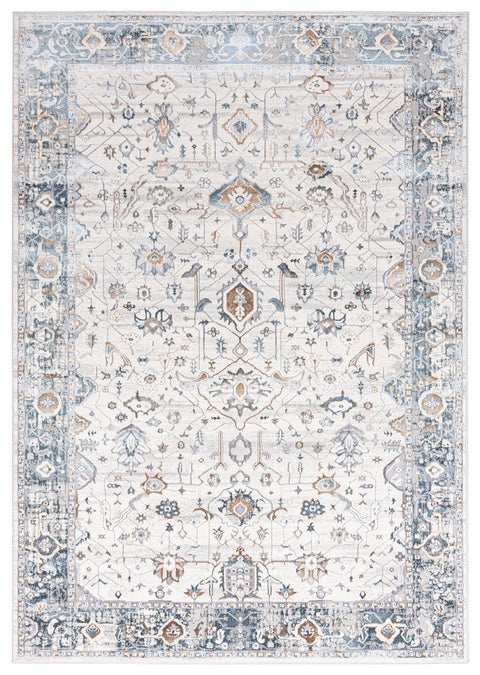 Eleanor Cream Blue and Tan Lustrous Traditional Rug