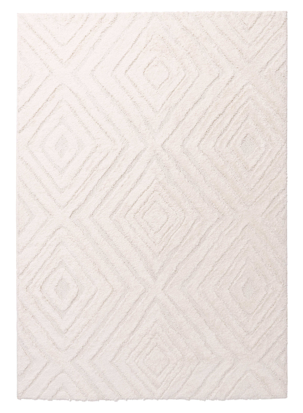 Elle Ivory Cream Diamond Tribal Textured Rug