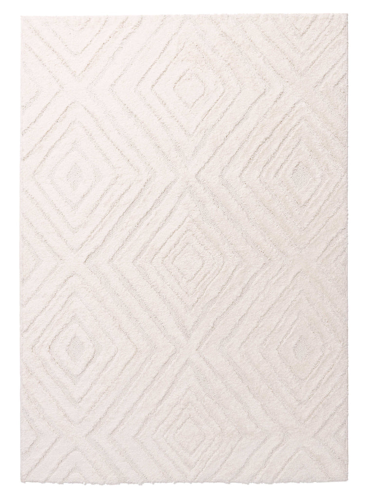 Elle Ivory Cream Diamond Tribal Textured Rug
