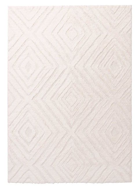 Elle Ivory Cream Diamond Tribal Textured Rug