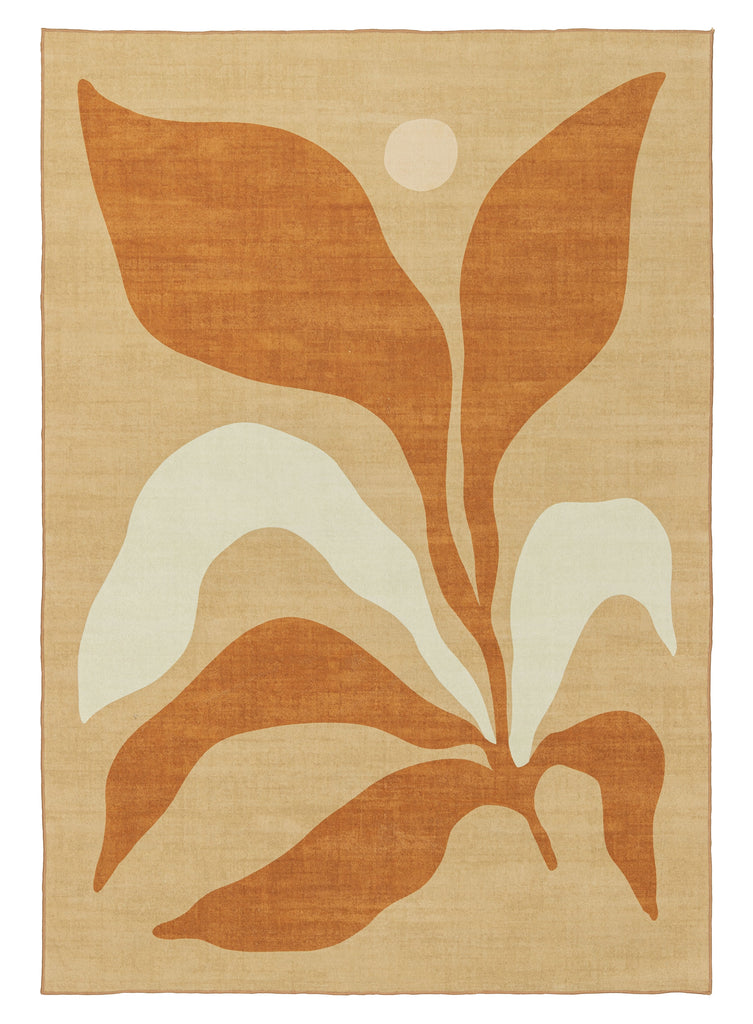 Ellie Mustard Botanical Washable Rug