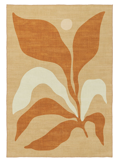 Ellie Mustard Botanical Washable Rug