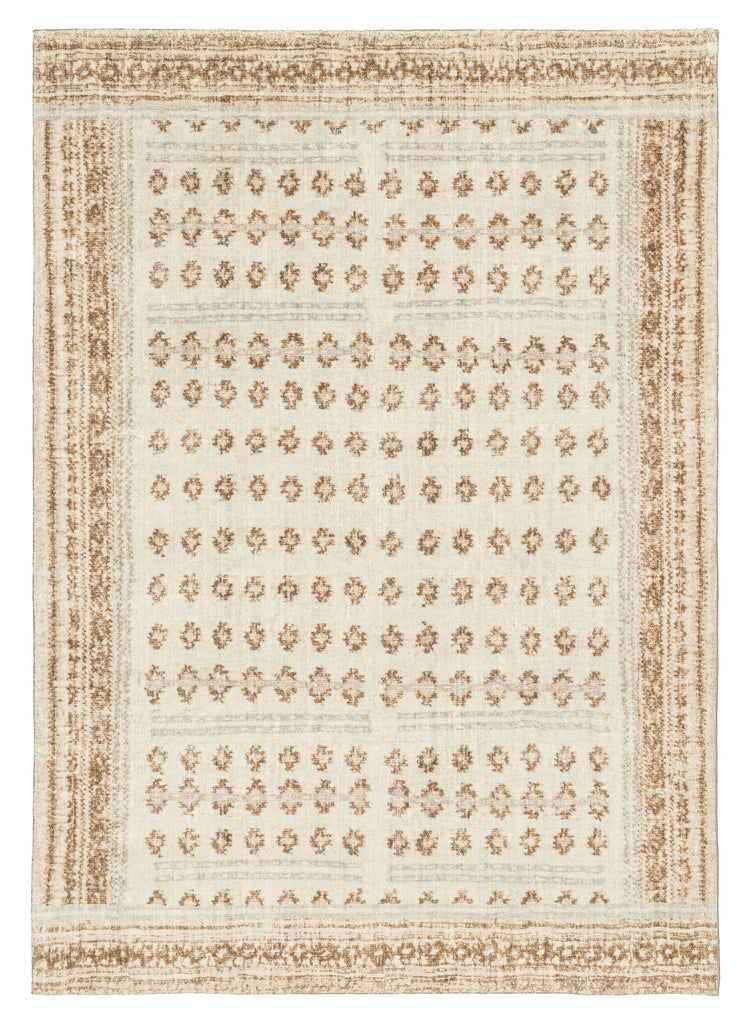 Ellora Brown Beige Tribal Boho Pattern Washable Rug