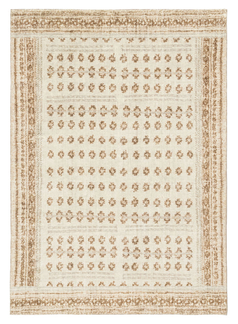 Ellora Brown Beige Tribal Boho Pattern Washable Rug