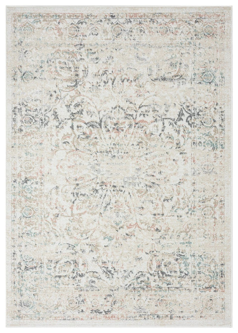 Elouise Cream And Grey Multi-Colour Traditional Floral Rug