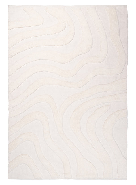 Eniko Abstract Cream Washable Wool Rug