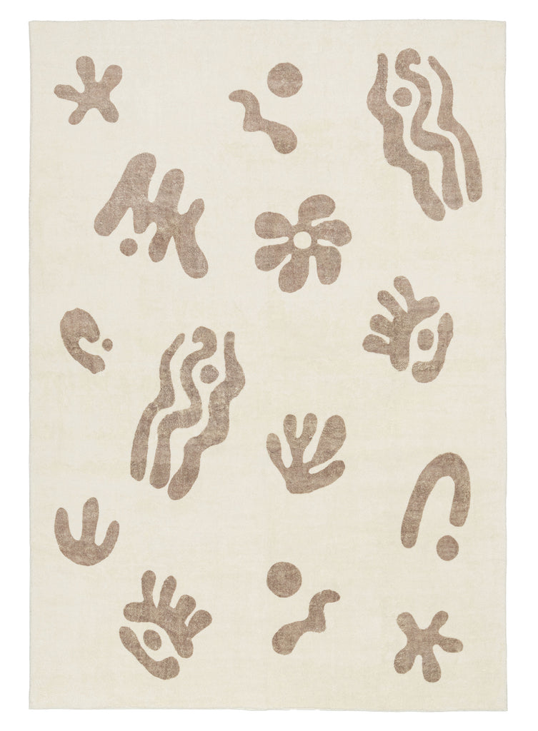 Esilda Brown Abstract Washable Rug