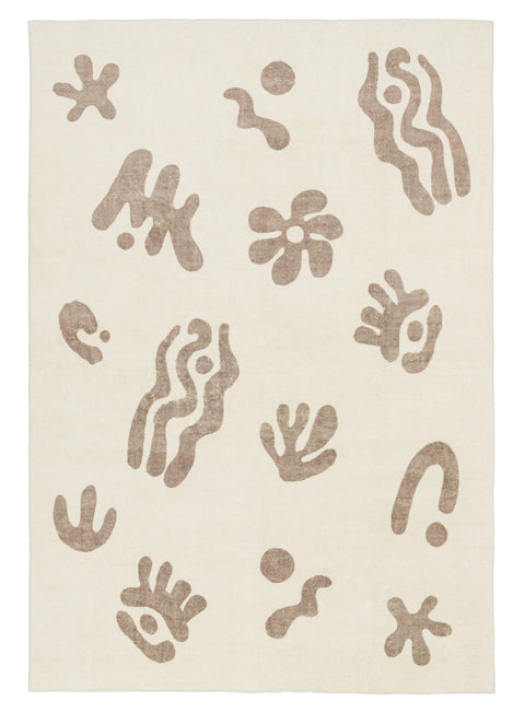 Esilda Brown Abstract Washable Rug