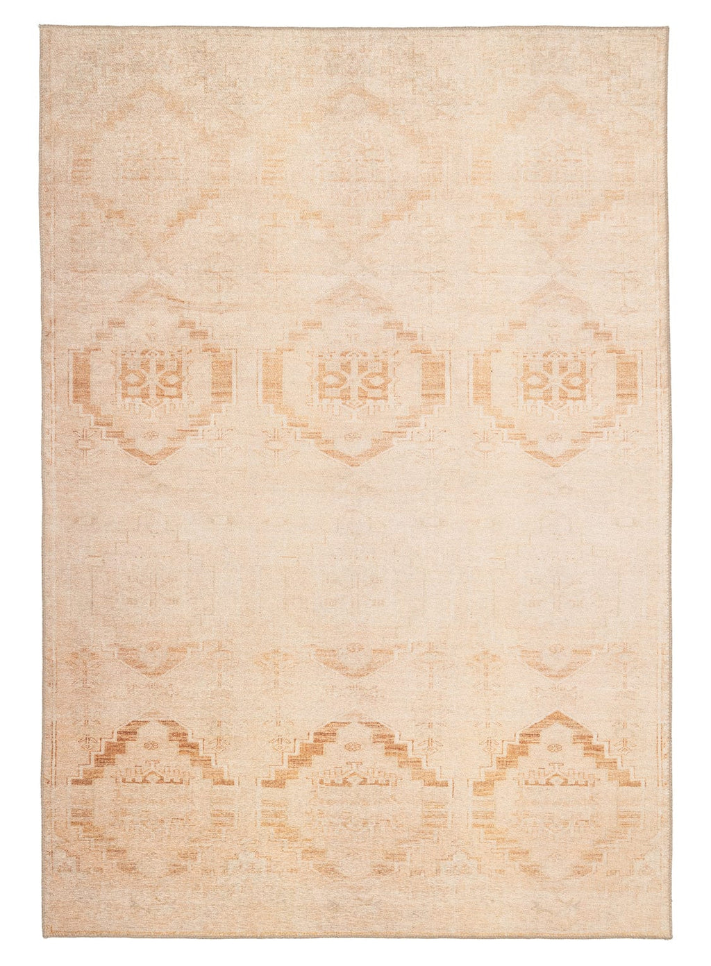 Esther Cream and Peach Tribal Washable Rug