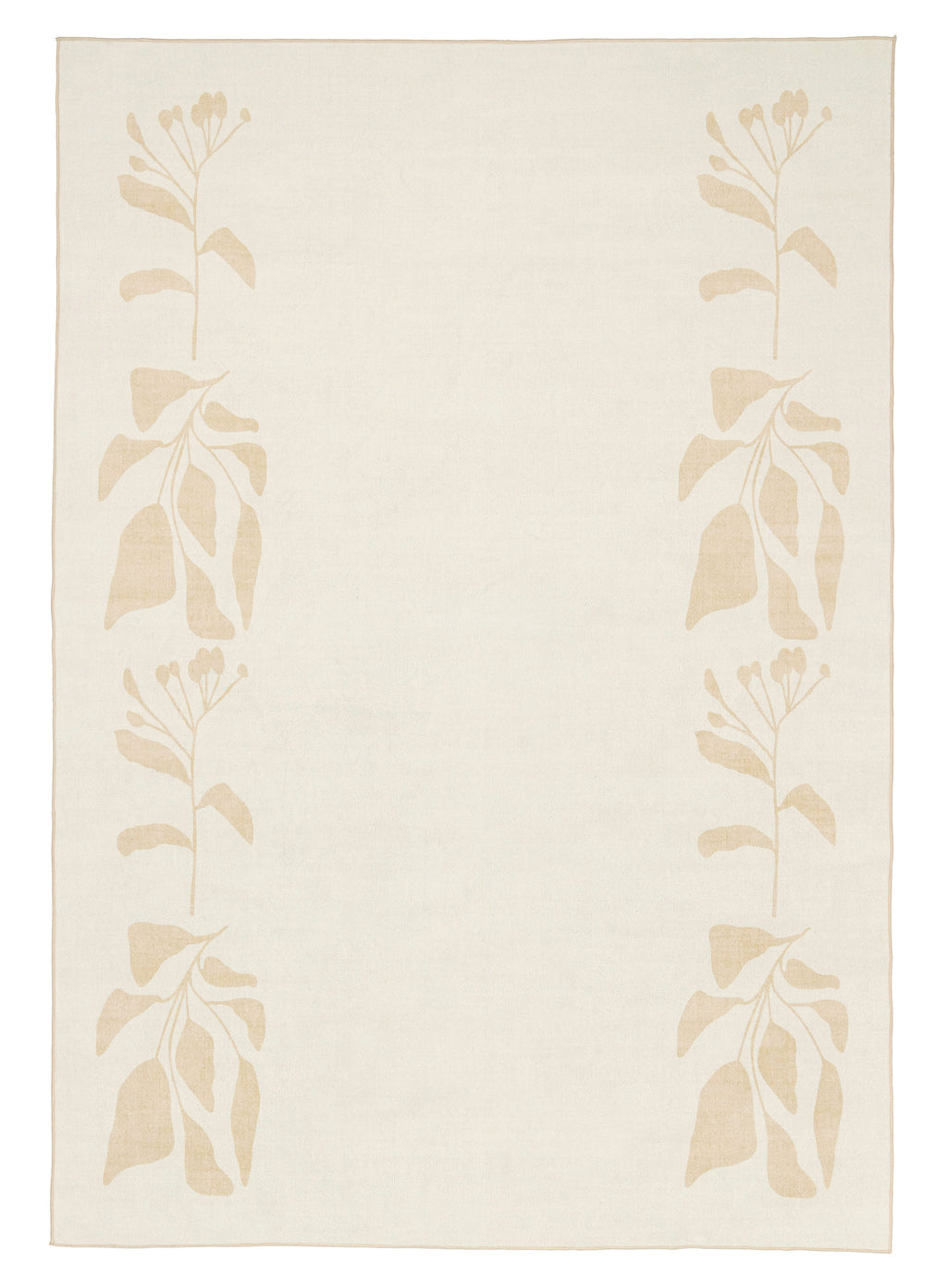Eugenie Neutral Botanical Border Washable Rug