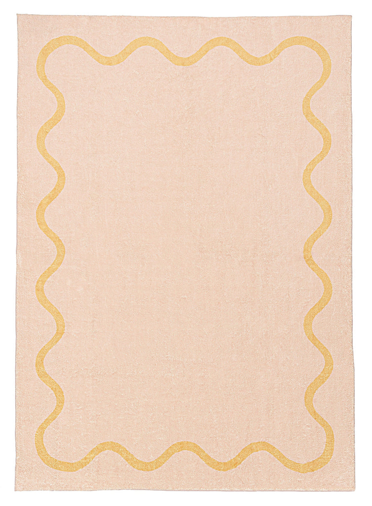Eva Pink and Yellow Wiggle Bordered Washable Rug