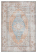 Halima Orange and Blue Traditional Distressed Washable Rug