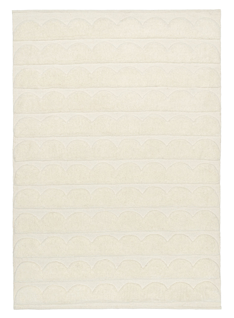 Hikari Ivory Scallop Washable Wool Rug