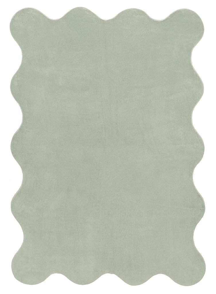 Idrissa Pale Green Scallop Washable Rug