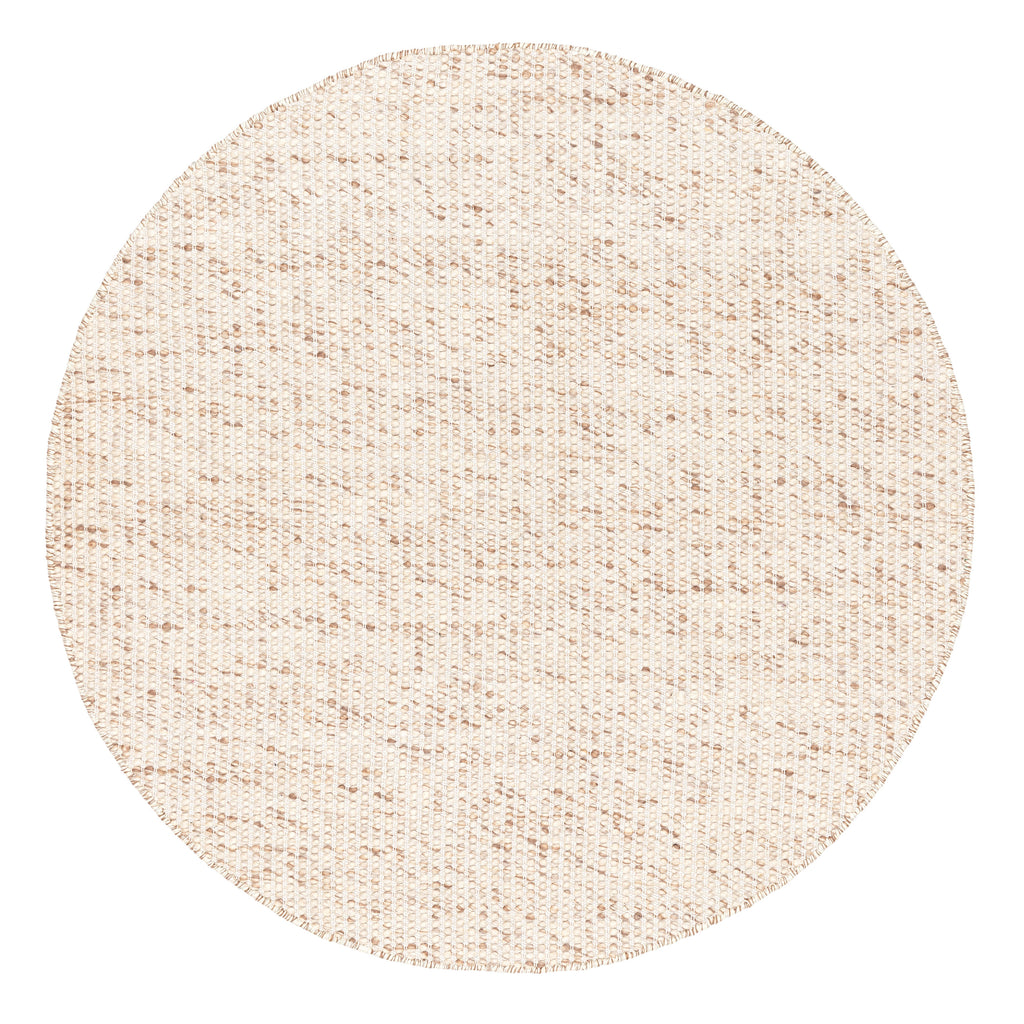 Indya Marbled Cream and Beige Chunky Wool Round Rug