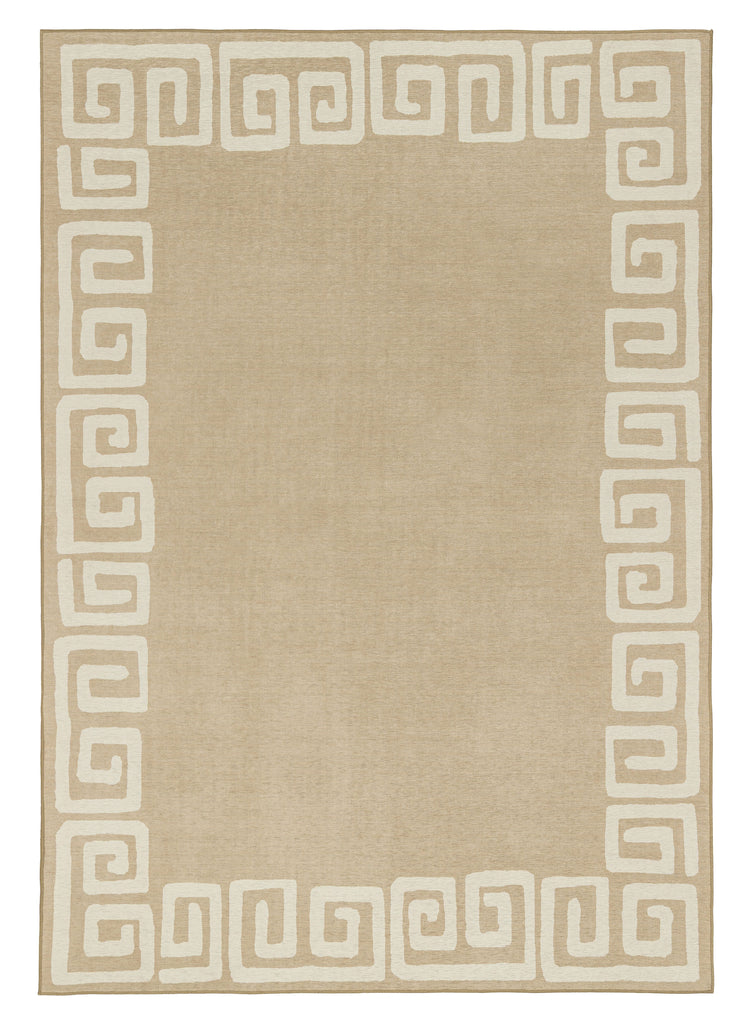 Ione Sandy Beige and Light Oat Geometric Indoor Outdoor Rug