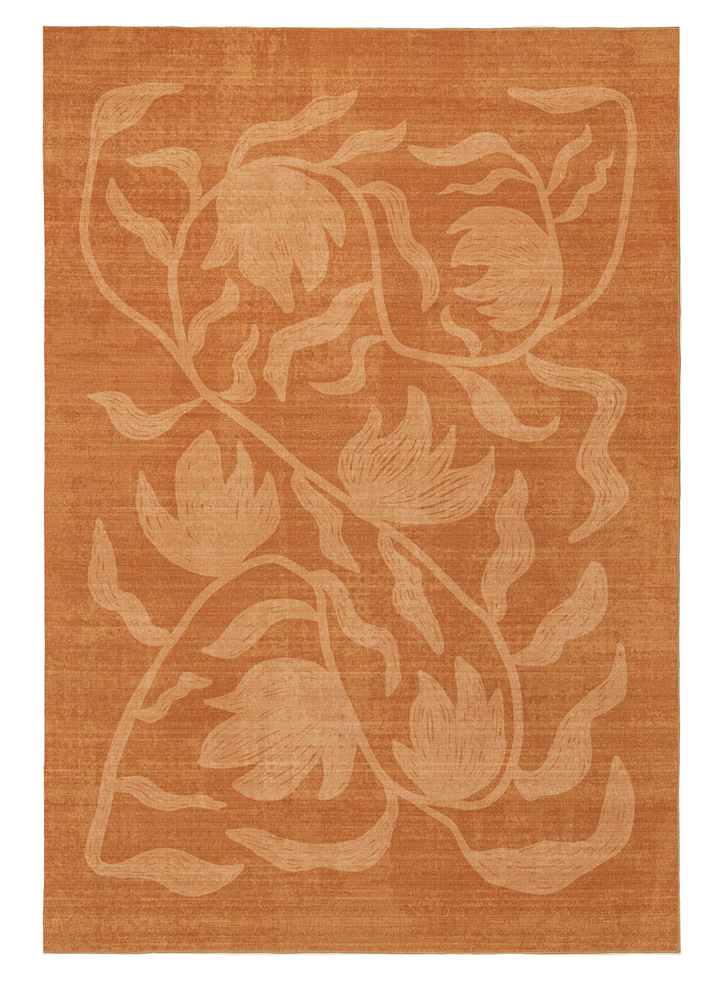 Iras Rust Botanical Washable Rug
