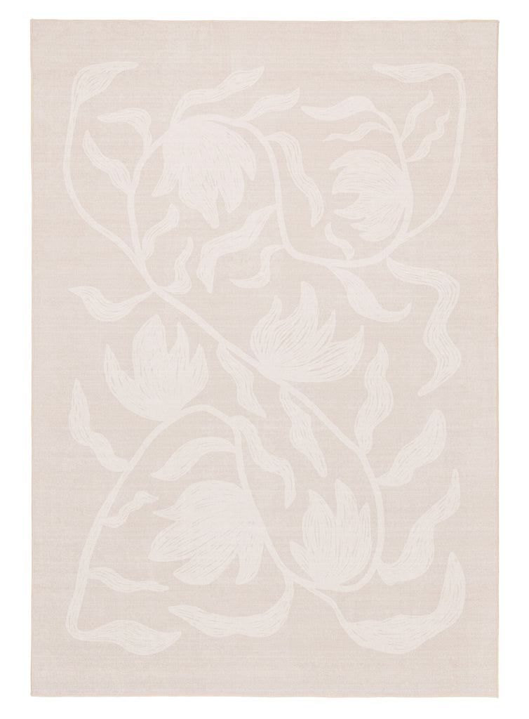 Irene Beige Botanical Washable Rug
