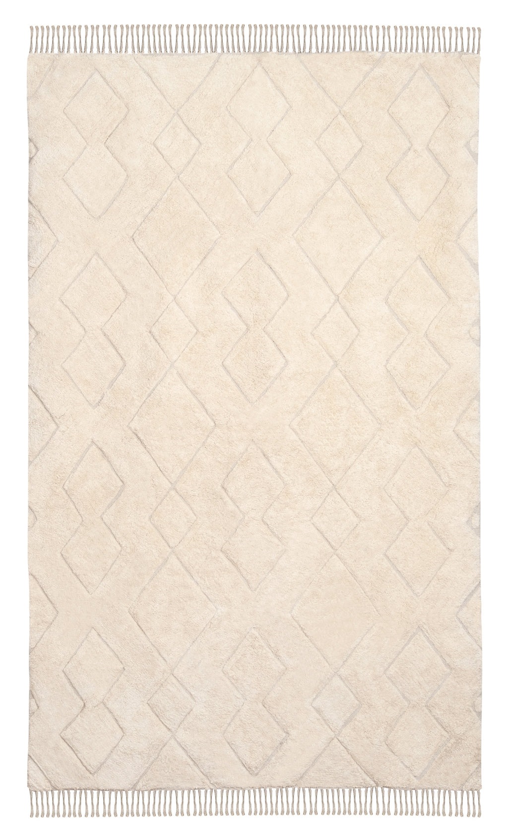 Jahna Cream Beige Diamond Tribal Washable Rug