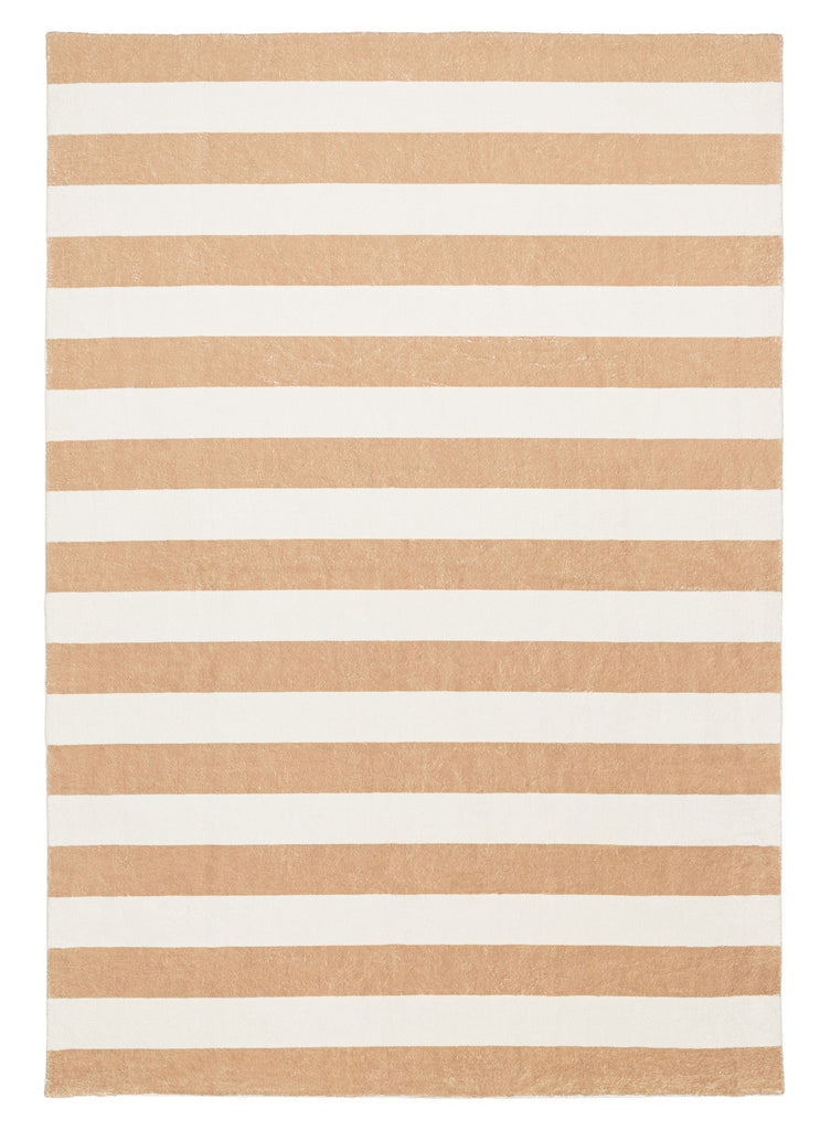 Jaida Tan Brown Cream Stripe Washable Rug